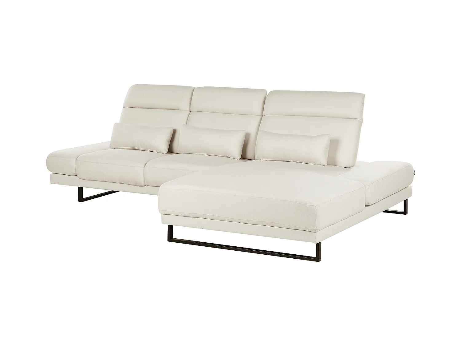 Ecksofa IKAST Stoff Cremeweiss 4-Sitzer linksseitig