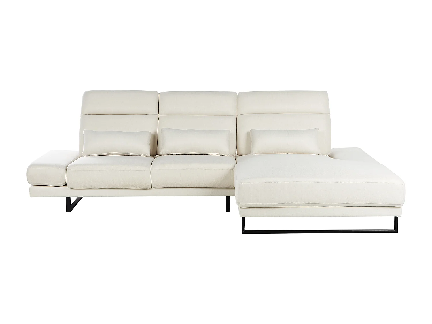 Canapé d'angle IKAST Tissu Blanc cassé 4 places Côté gauche
