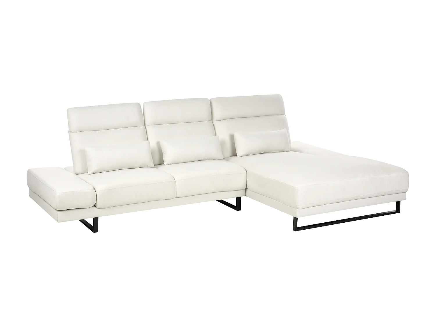 Canapé d'angle IKAST Tissu Blanc cassé 4 places Côté gauche