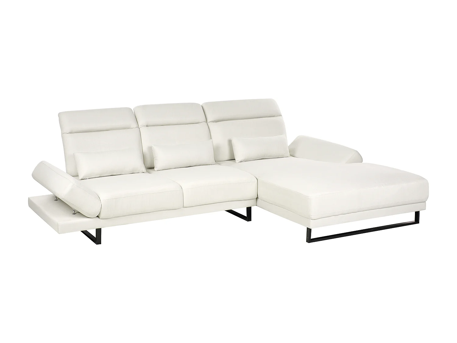 Canapé d'angle IKAST Tissu Blanc cassé 4 places Côté gauche