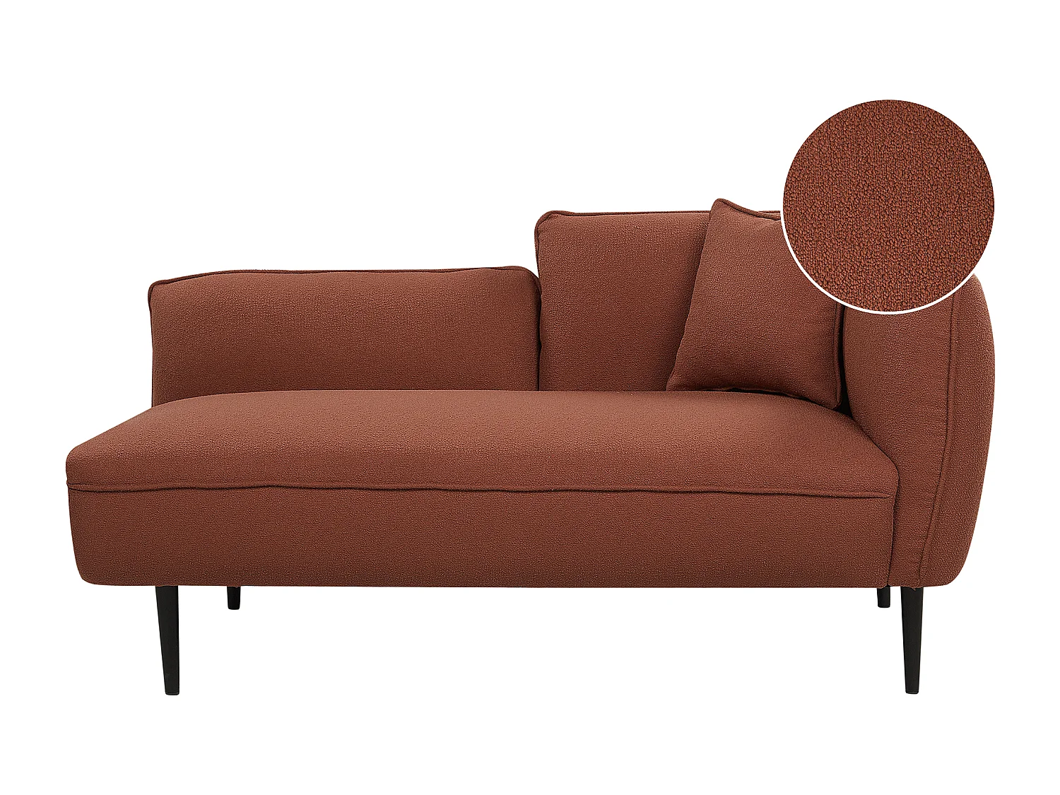 Chaise longue côté droit CHEVANNES Bouclé Rouge foncé