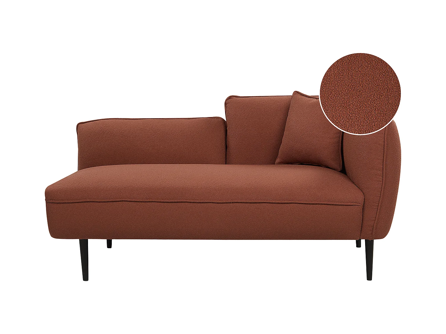 Chaise longue côté droit CHEVANNES Bouclé Rouge foncé