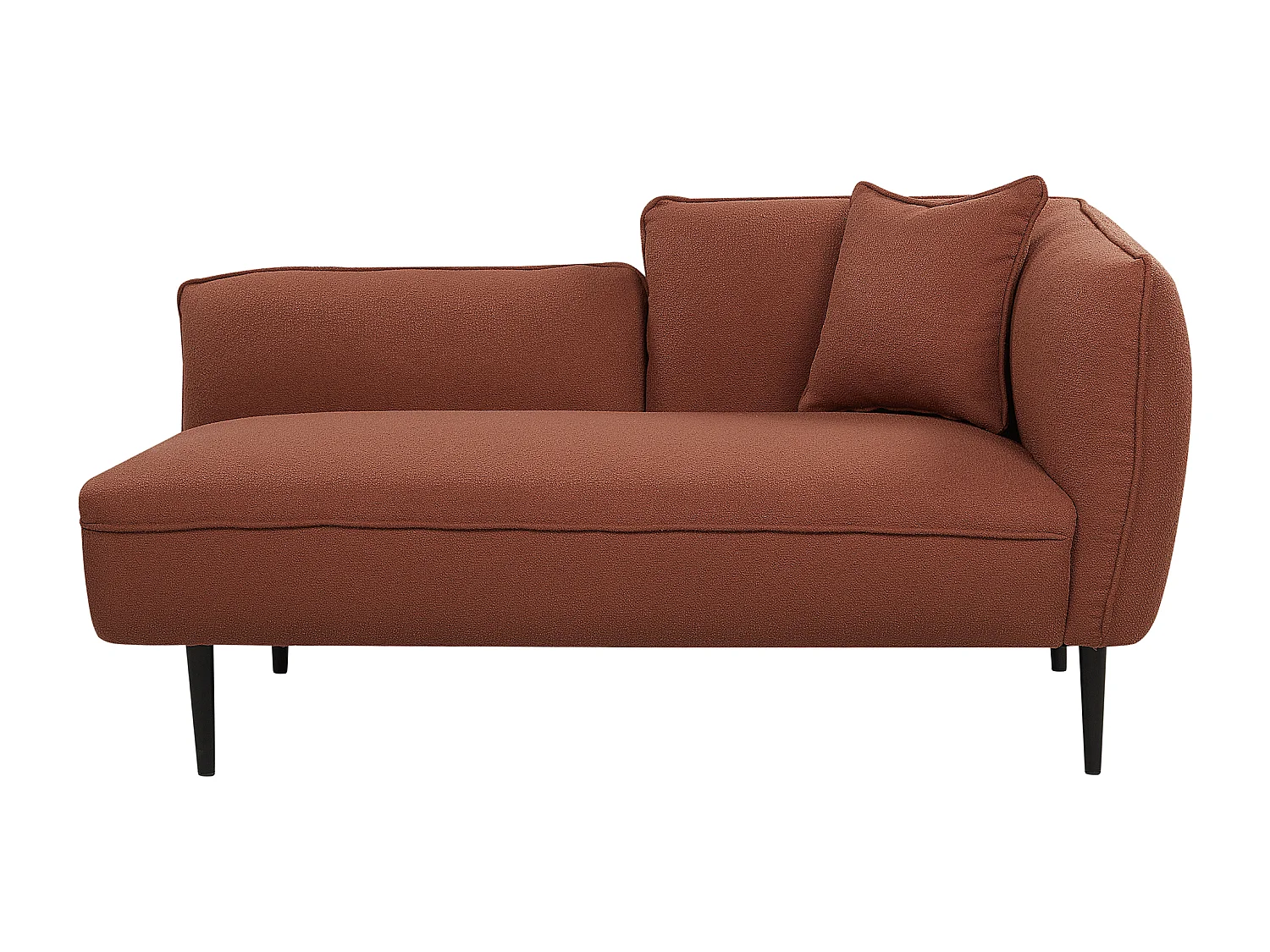 Chaiselongue Bouclé rot rechtsseitig mit Kissen Metallgestell modern Chevannes