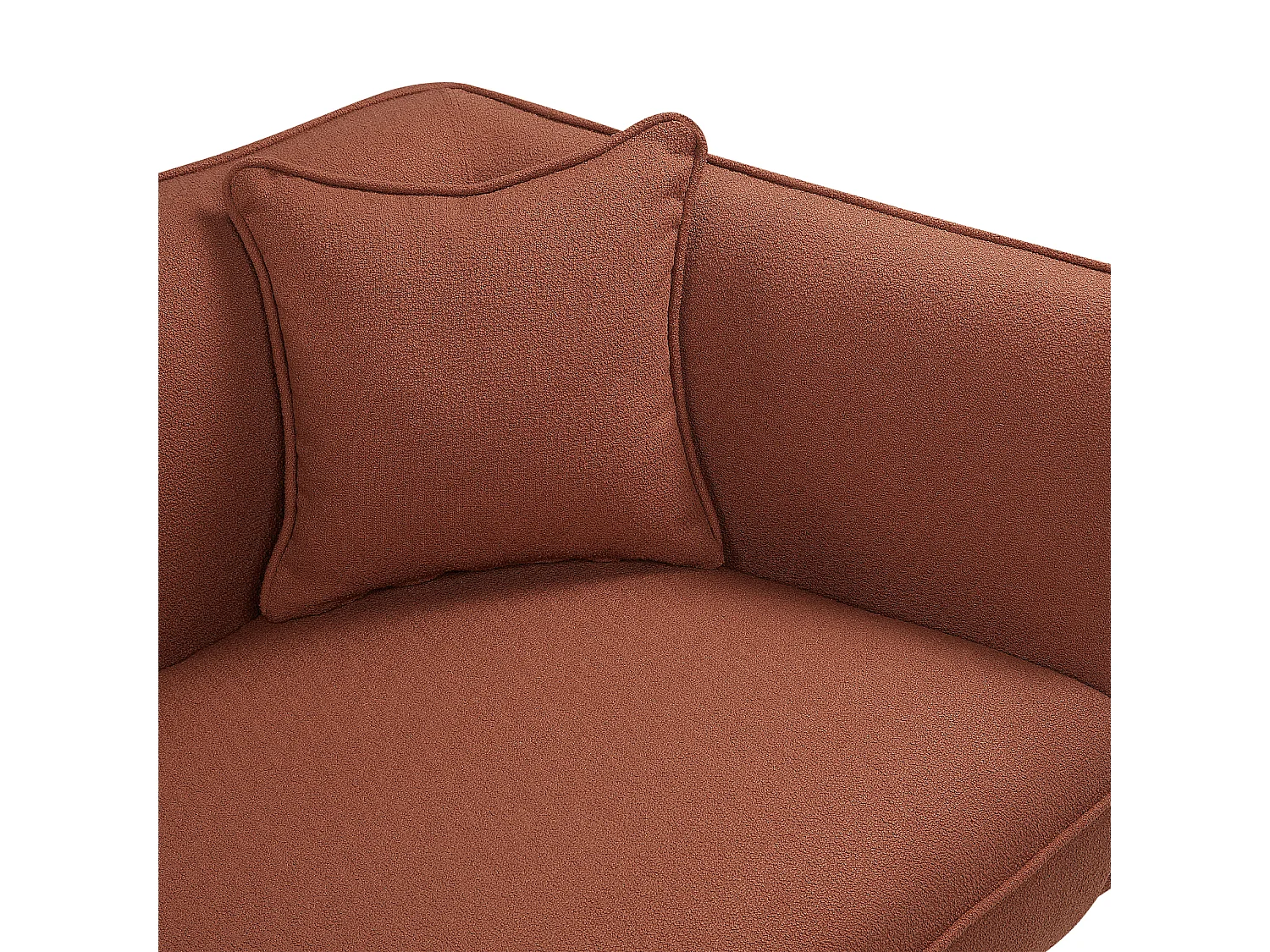 Chaiselongue Bouclé rot rechtsseitig mit Kissen Metallgestell modern Chevannes