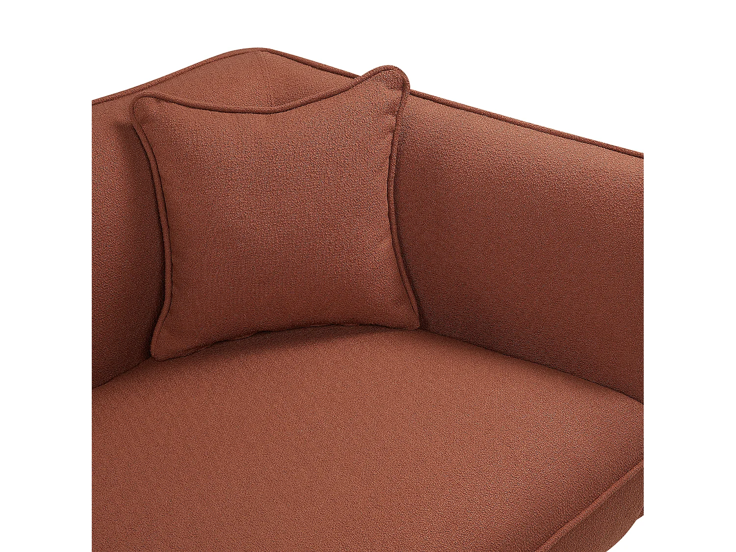 Chaiselongue Bouclé rot rechtsseitig mit Kissen Metallgestell modern Chevannes