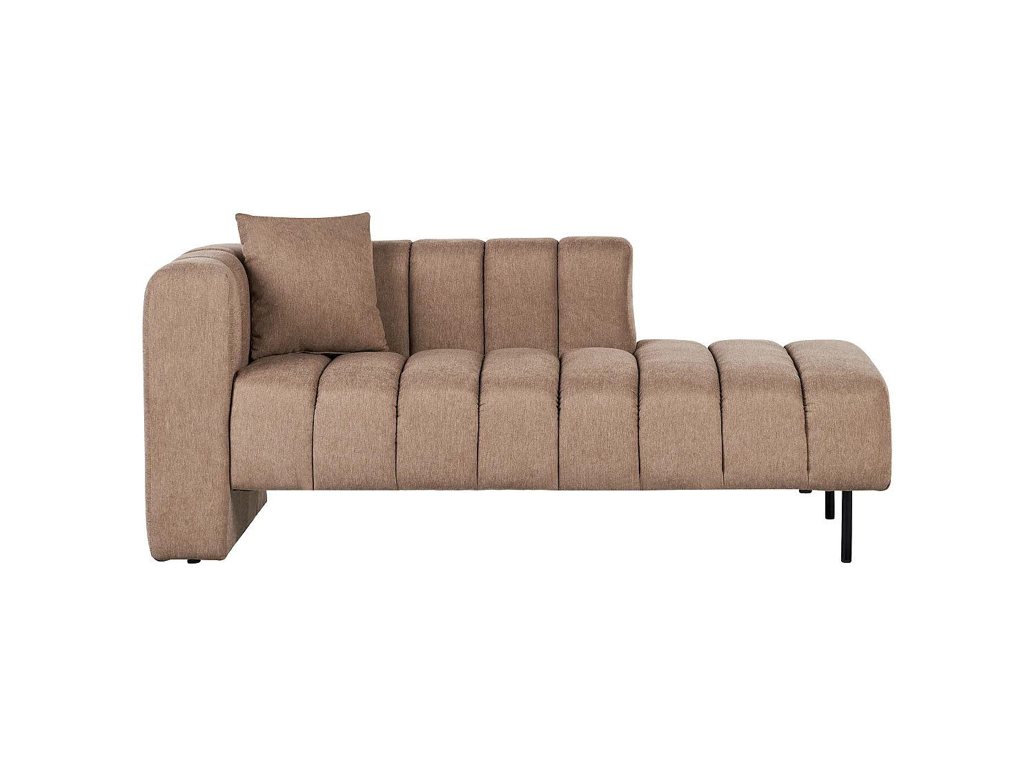 Left-Hand Chaise Longue LANNILS Fabric Light Brown