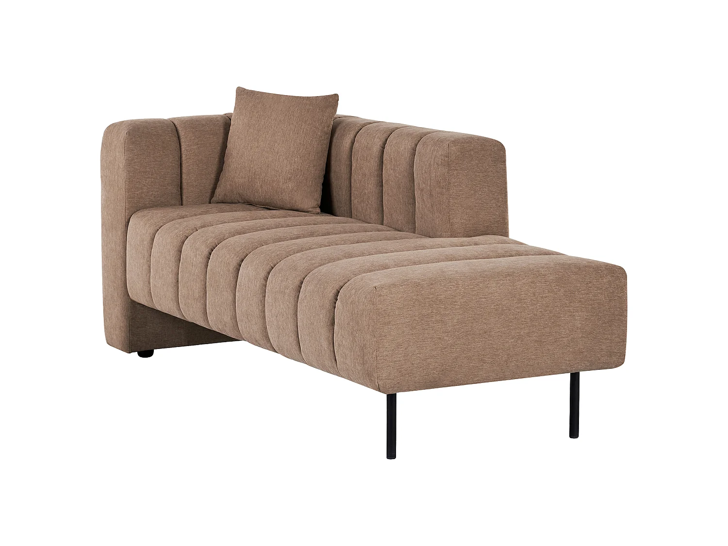 Left-Hand Chaise Longue LANNILS Fabric Light Brown