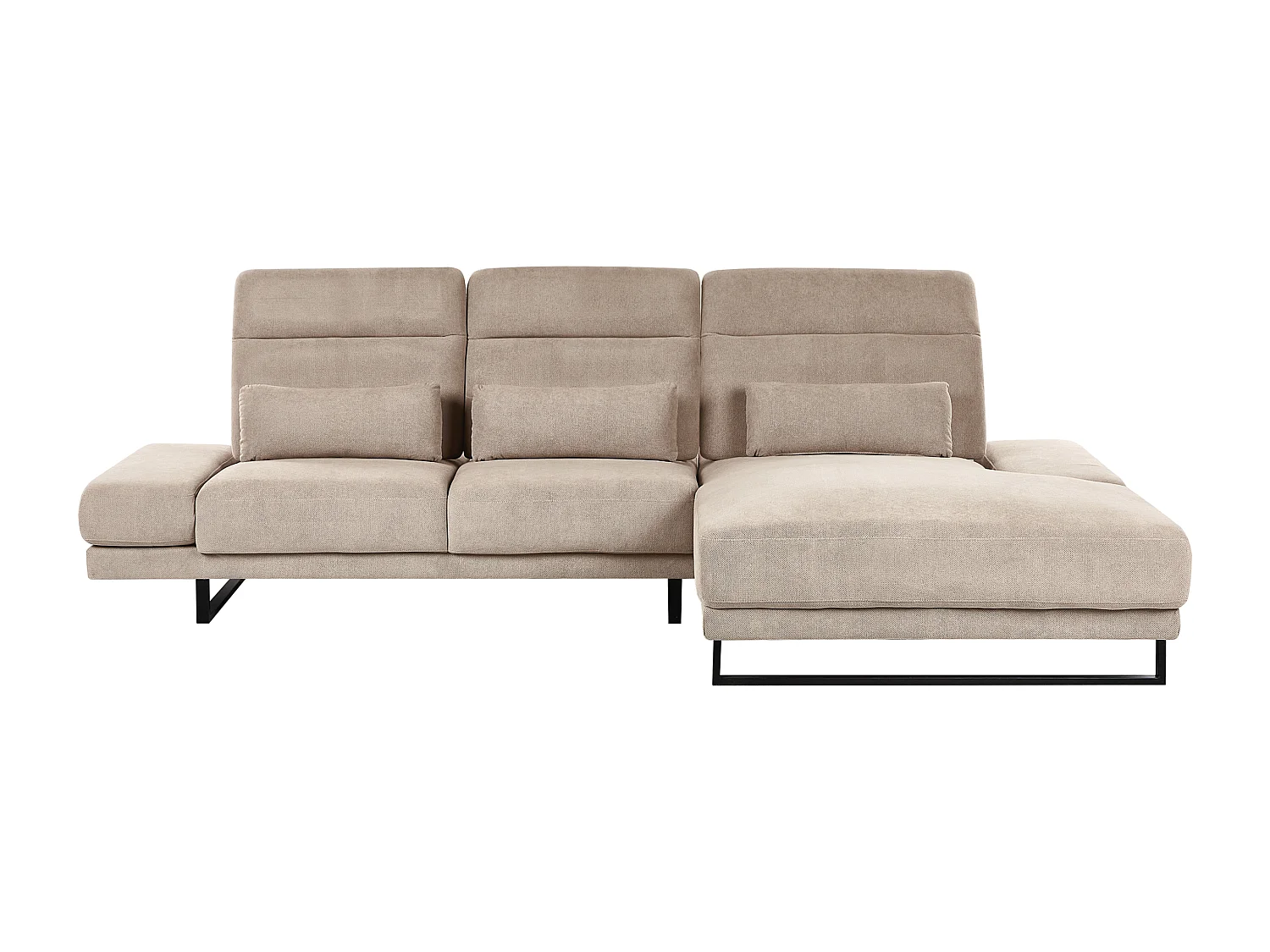 Canapé d'Angle à droite en Polyester Rembourré Meuble de Salon Pieds en Acier Accoudoirs et Dossier Réglables Taupe Ikast