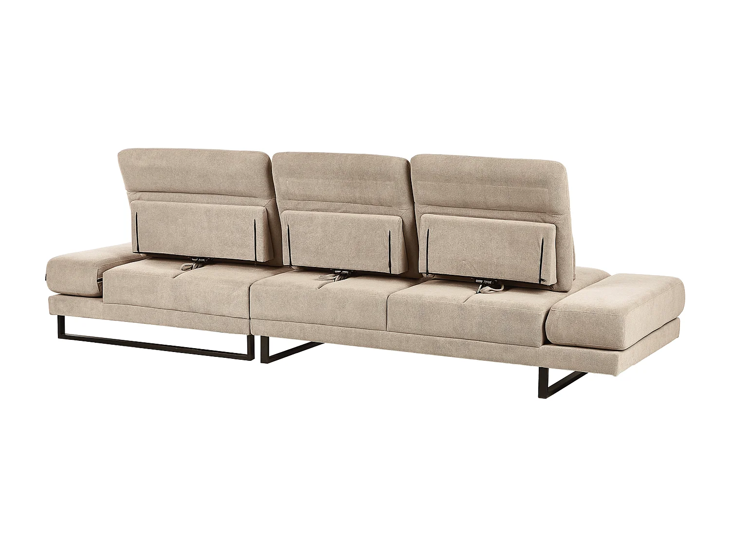 Canapé d'Angle à droite en Polyester Rembourré Meuble de Salon Pieds en Acier Accoudoirs et Dossier Réglables Taupe Ikast