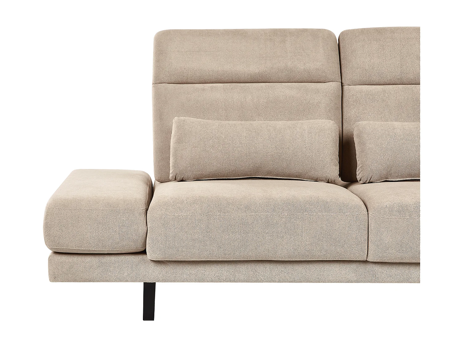 Canapé d'Angle à droite en Polyester Rembourré Meuble de Salon Pieds en Acier Accoudoirs et Dossier Réglables Taupe Ikast