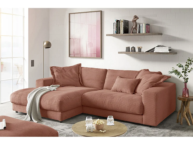Ecksofa - Braun Cord - MADELINE