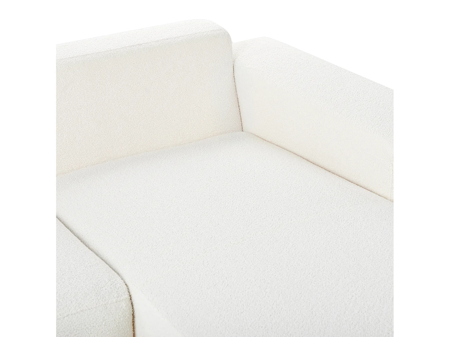 Canapé Angle à droite 4 Places Forme de L avec Coussins Supplémentaires en Bouclé Blanc Lungo