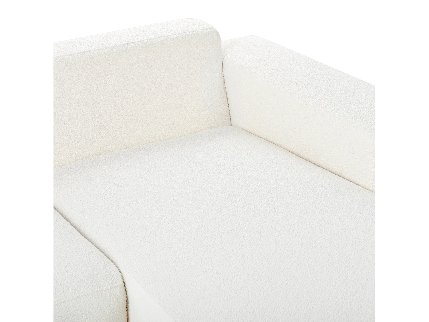 4-Sitzer Ecksofa L-Form Bouclé weiß mit Chaiselongue links modern Lungo