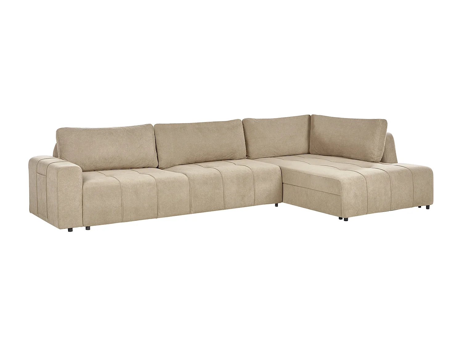 Sofá-cama de canto INNVIK Tecido Castanho 4 lugares à esquerda