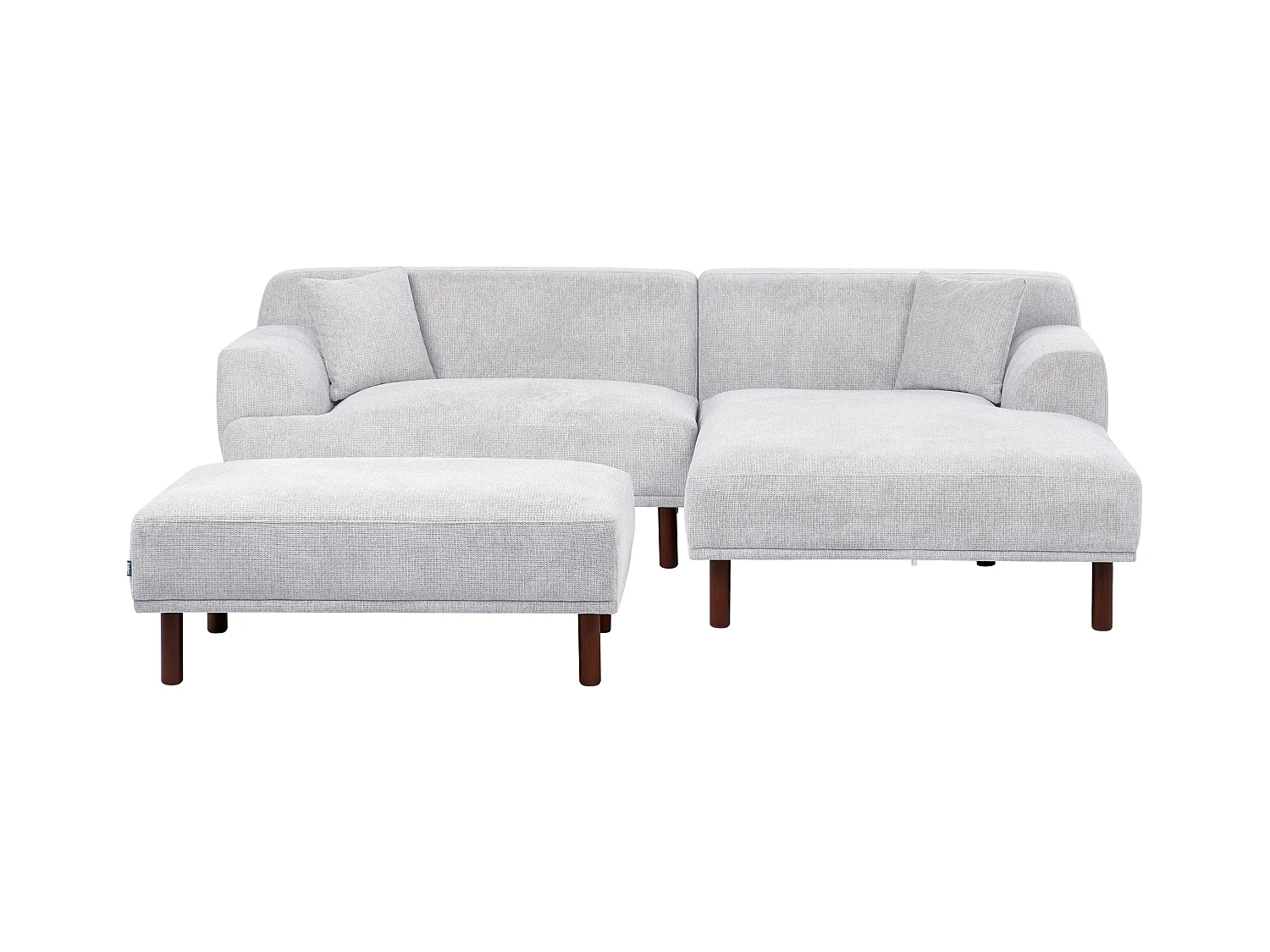 Canapé d'Angle à droite Minimaliste avec Ottoman Pouf en Tissu Gris Clair Holt