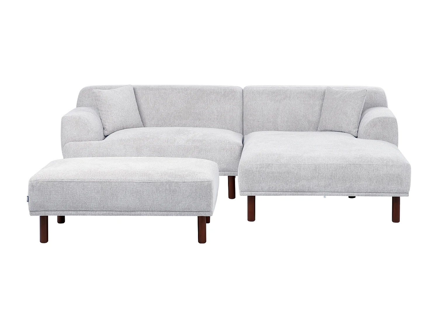 Canapé d'Angle à droite Minimaliste avec Ottoman Pouf en Tissu Gris Clair Holt