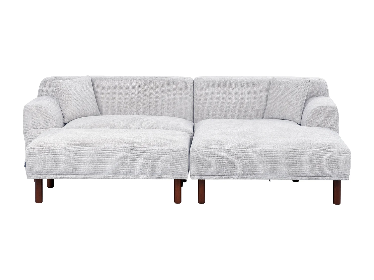 Canapé d'Angle à droite Minimaliste avec Ottoman Pouf en Tissu Gris Clair Holt