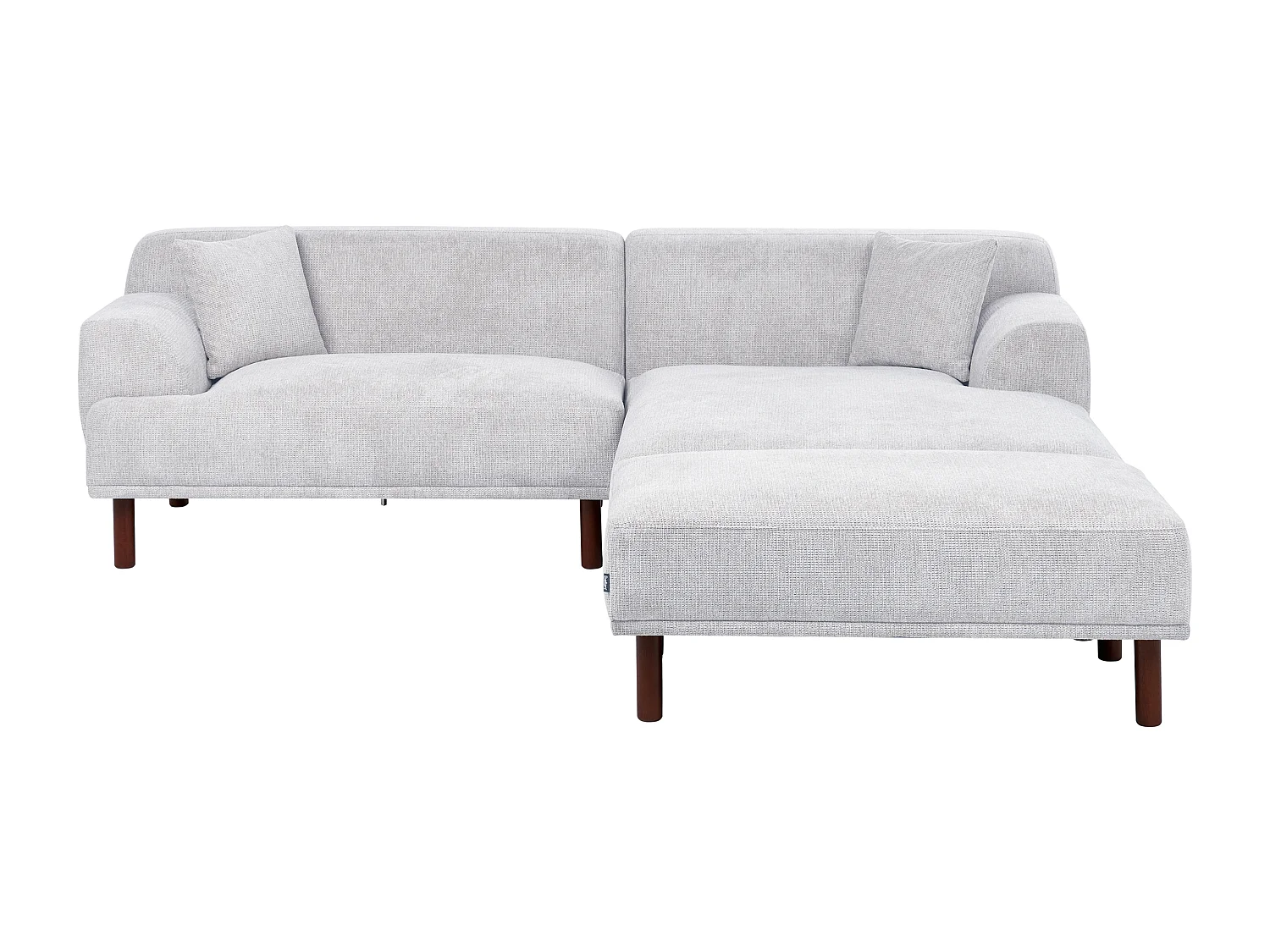 Canapé d'Angle à droite Minimaliste avec Ottoman Pouf en Tissu Gris Clair Holt