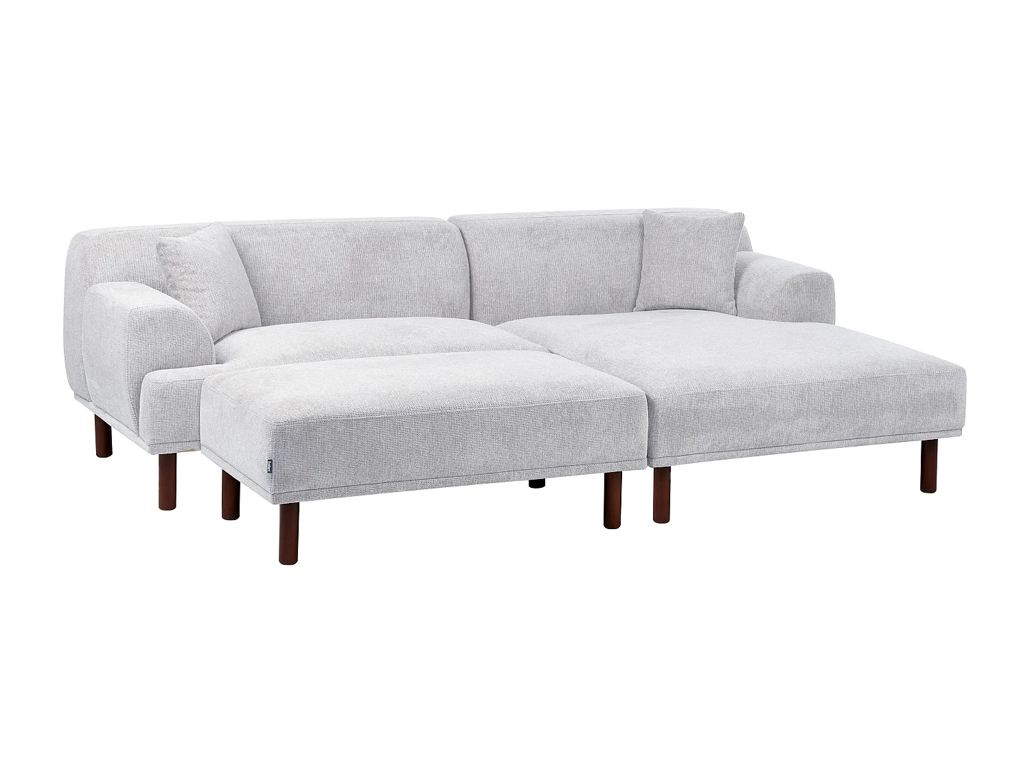 Canapé d'Angle à droite Minimaliste avec Ottoman Pouf en Tissu Gris Clair Holt