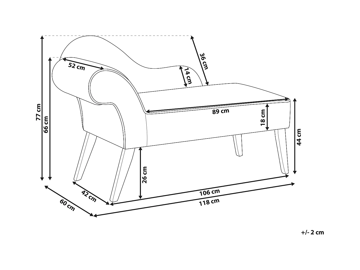 Linkszijdige chaise longue BIARRITZ Stof Mosterdgeel