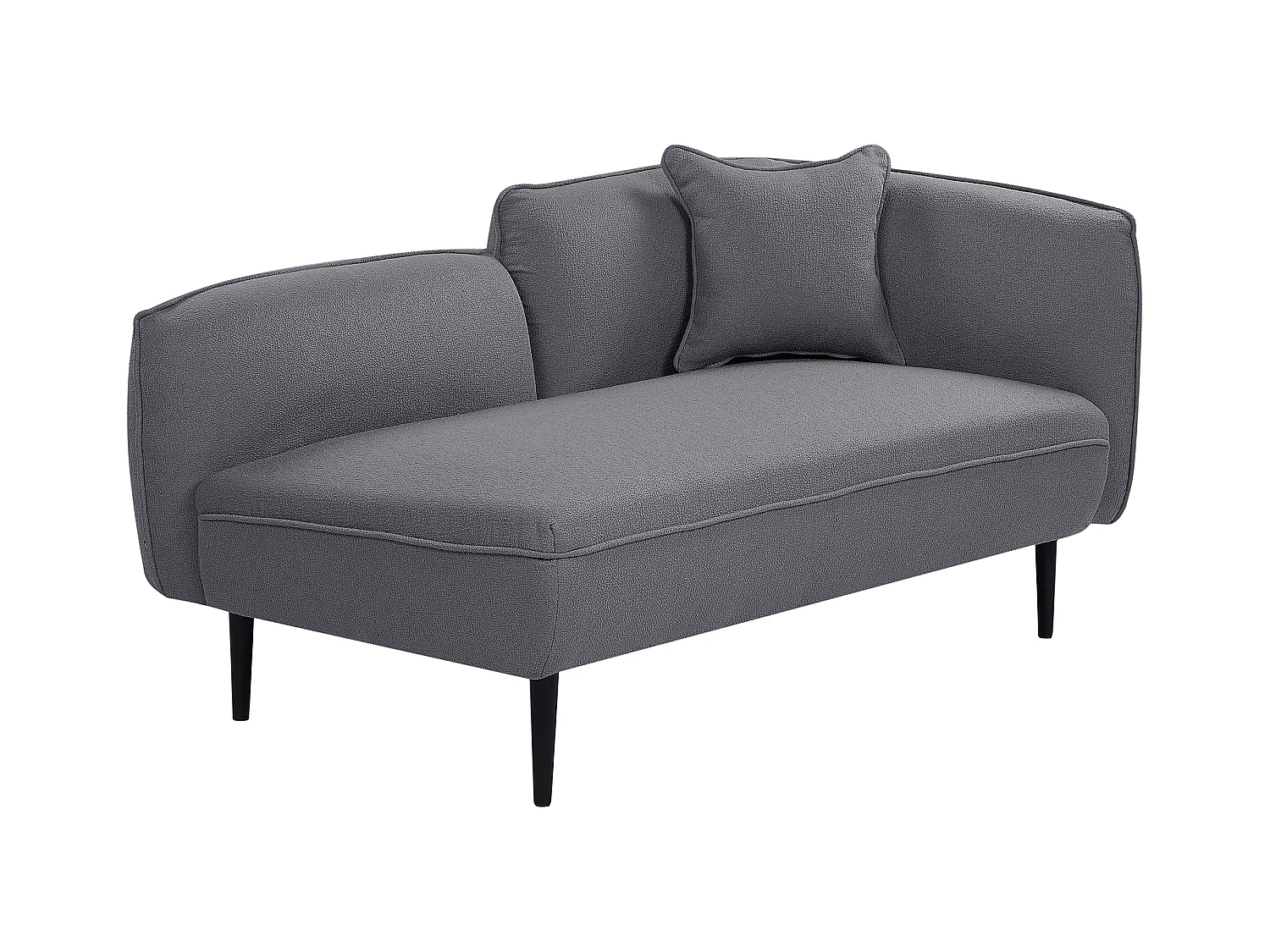 Chaiselongue Bouclé grau rechtsseitig mit Kissen Metallgestell modern Chevannes