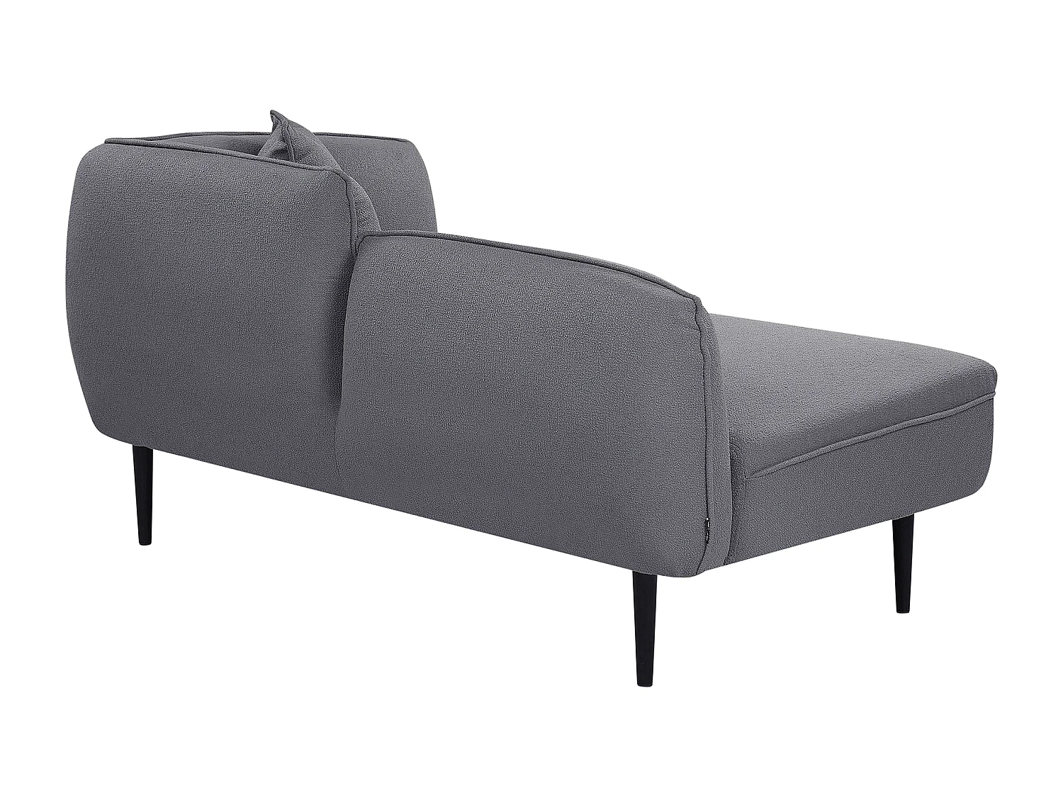 Chaiselongue Bouclé grau rechtsseitig mit Kissen Metallgestell modern Chevannes