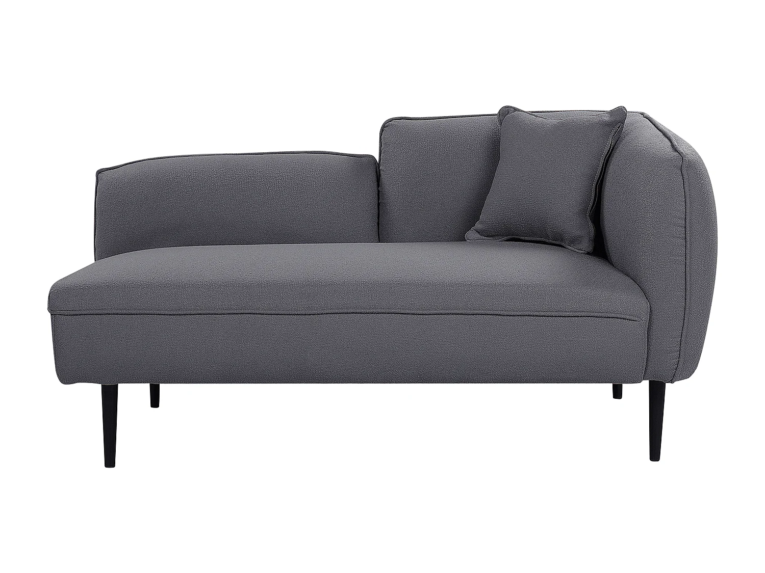 Chaiselongue Bouclé grau rechtsseitig mit Kissen Metallgestell modern Chevannes