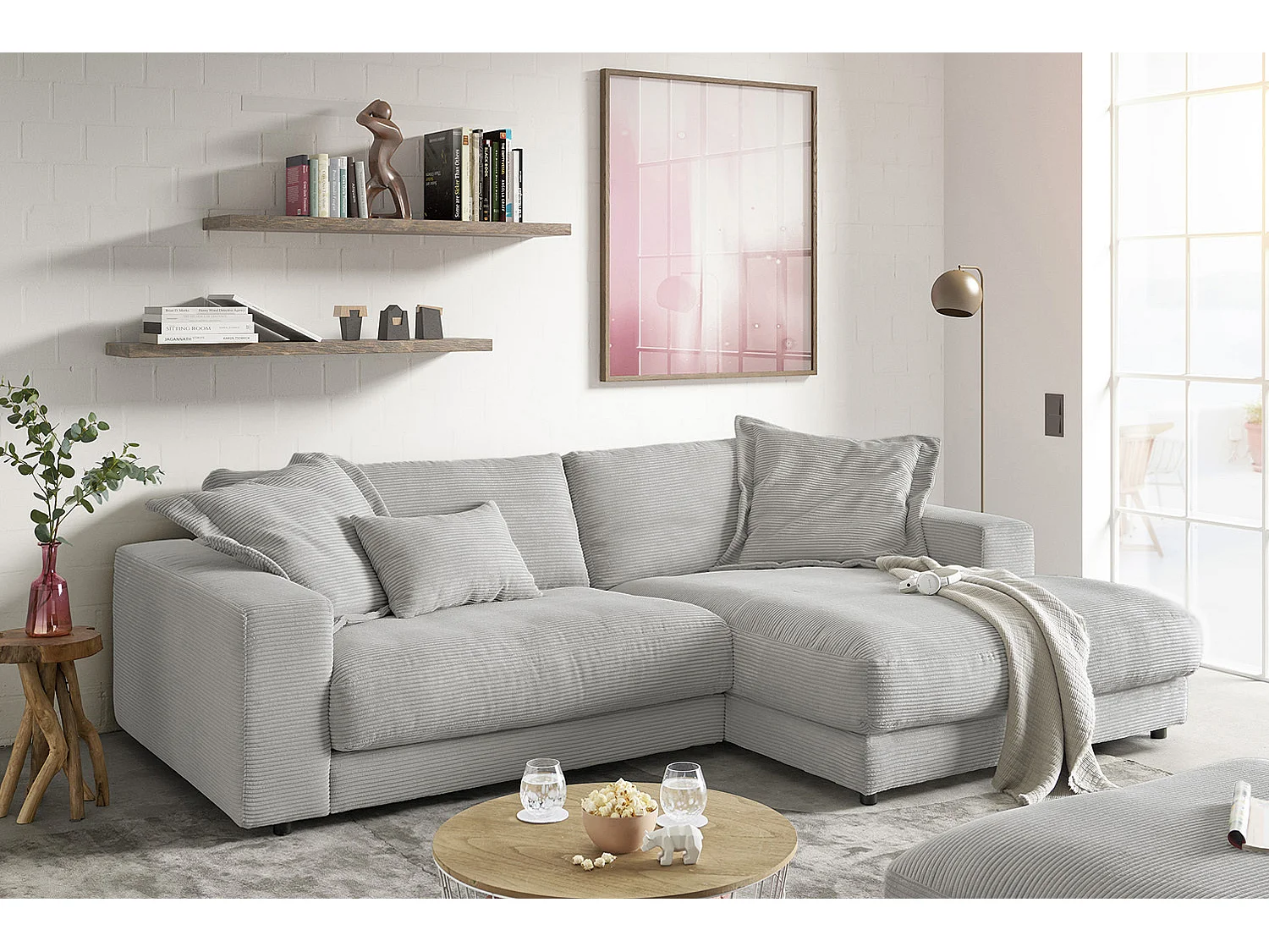 Hoekbank - Steengrijs Koord - MADELINE