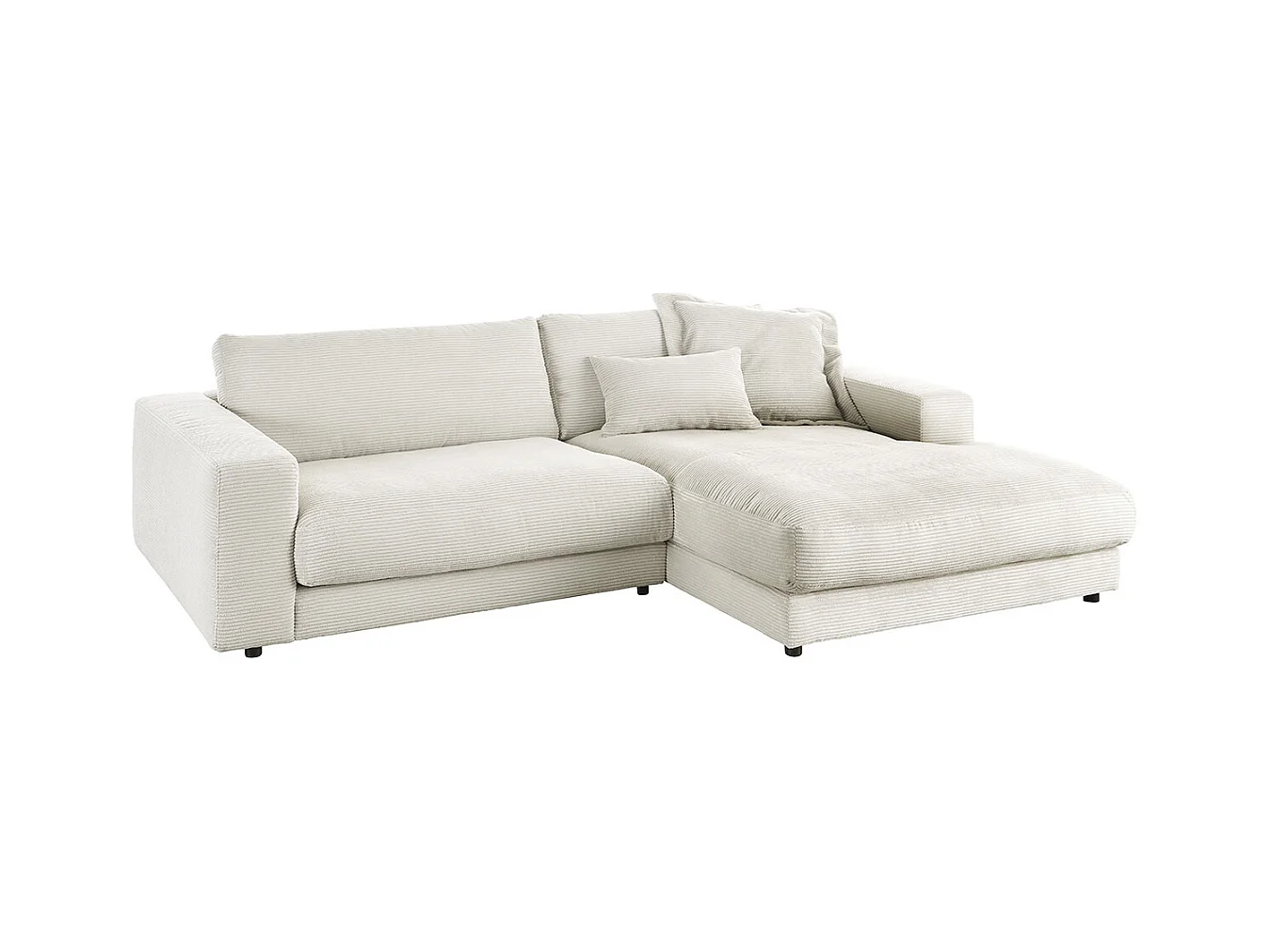 Ecksofa - Cremeweiß Cord - MADELINE