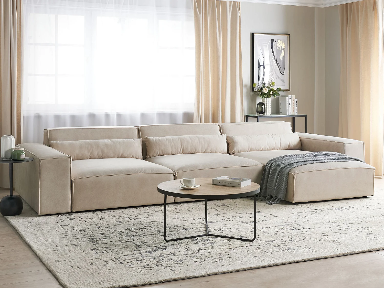 HELLNAR Velluto Beige chiaro 3 posti Lato Sinistro