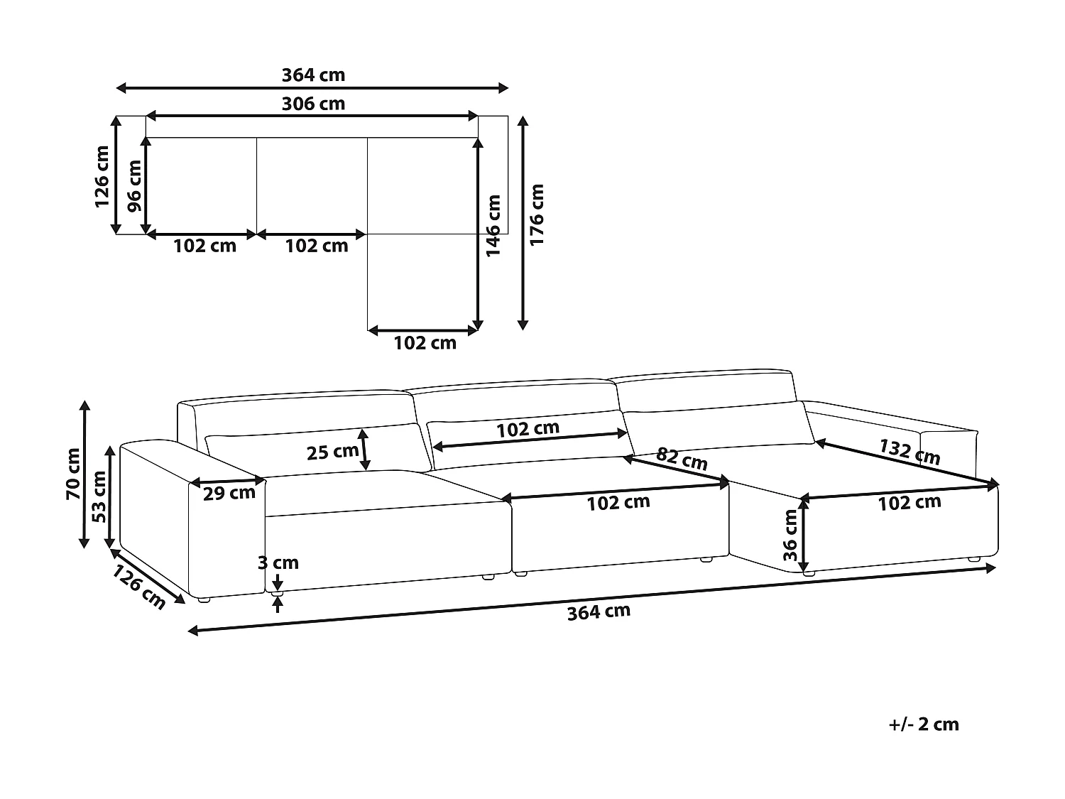 HELLNAR Velluto Beige chiaro 3 posti Lato Sinistro