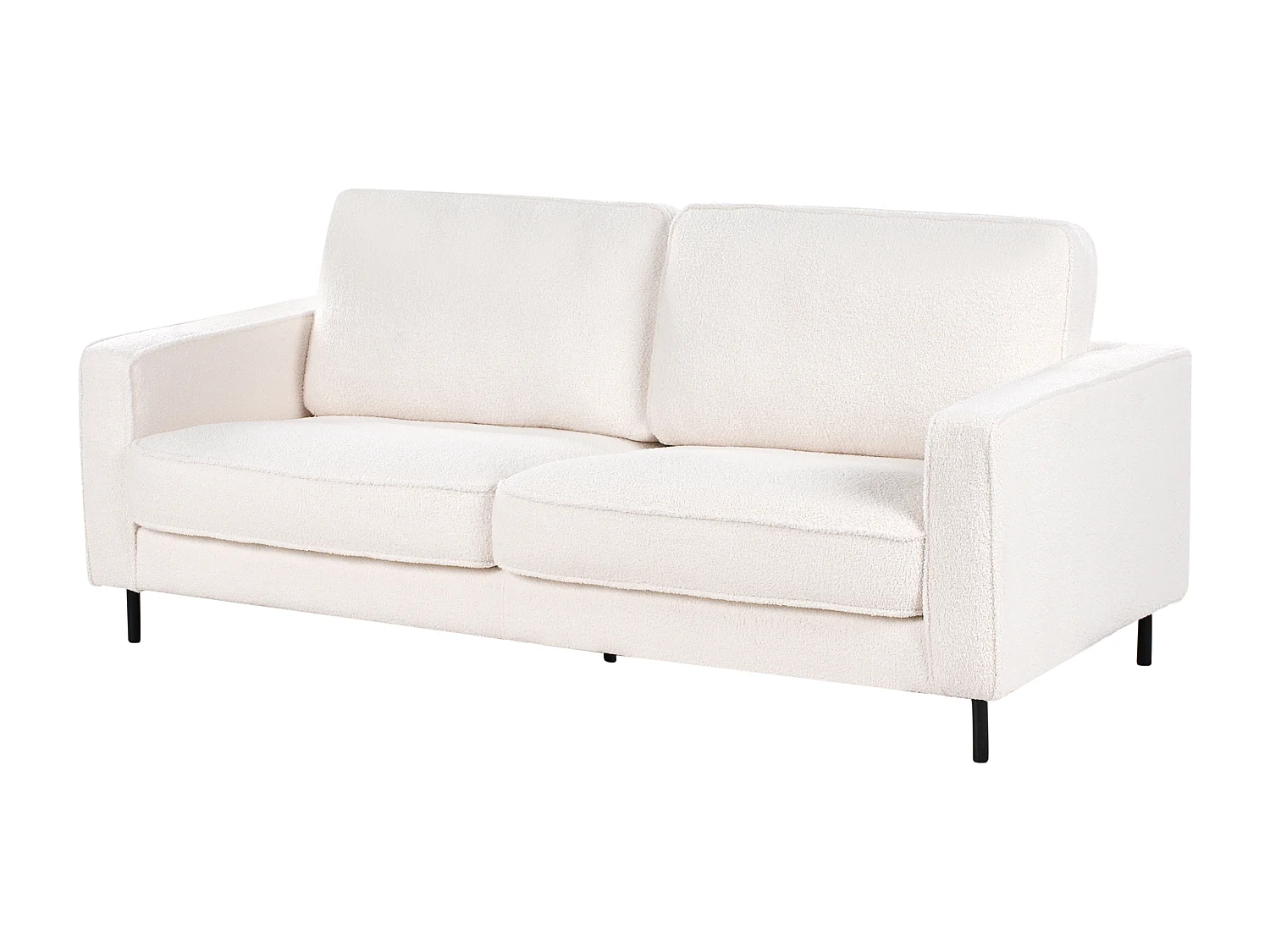 3-Sitzer Sofa Bouclé weiß mit Armlehnen Sitzkissen Metallbeine klassisch Savalen
