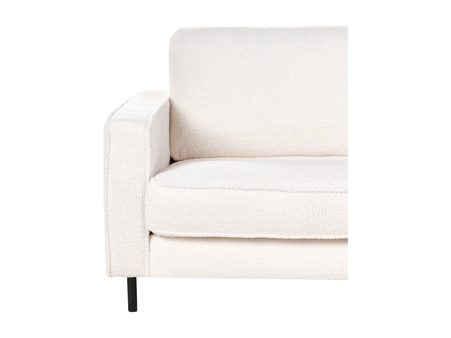 3-Sitzer Sofa Bouclé weiß mit Armlehnen Sitzkissen Metallbeine klassisch Savalen