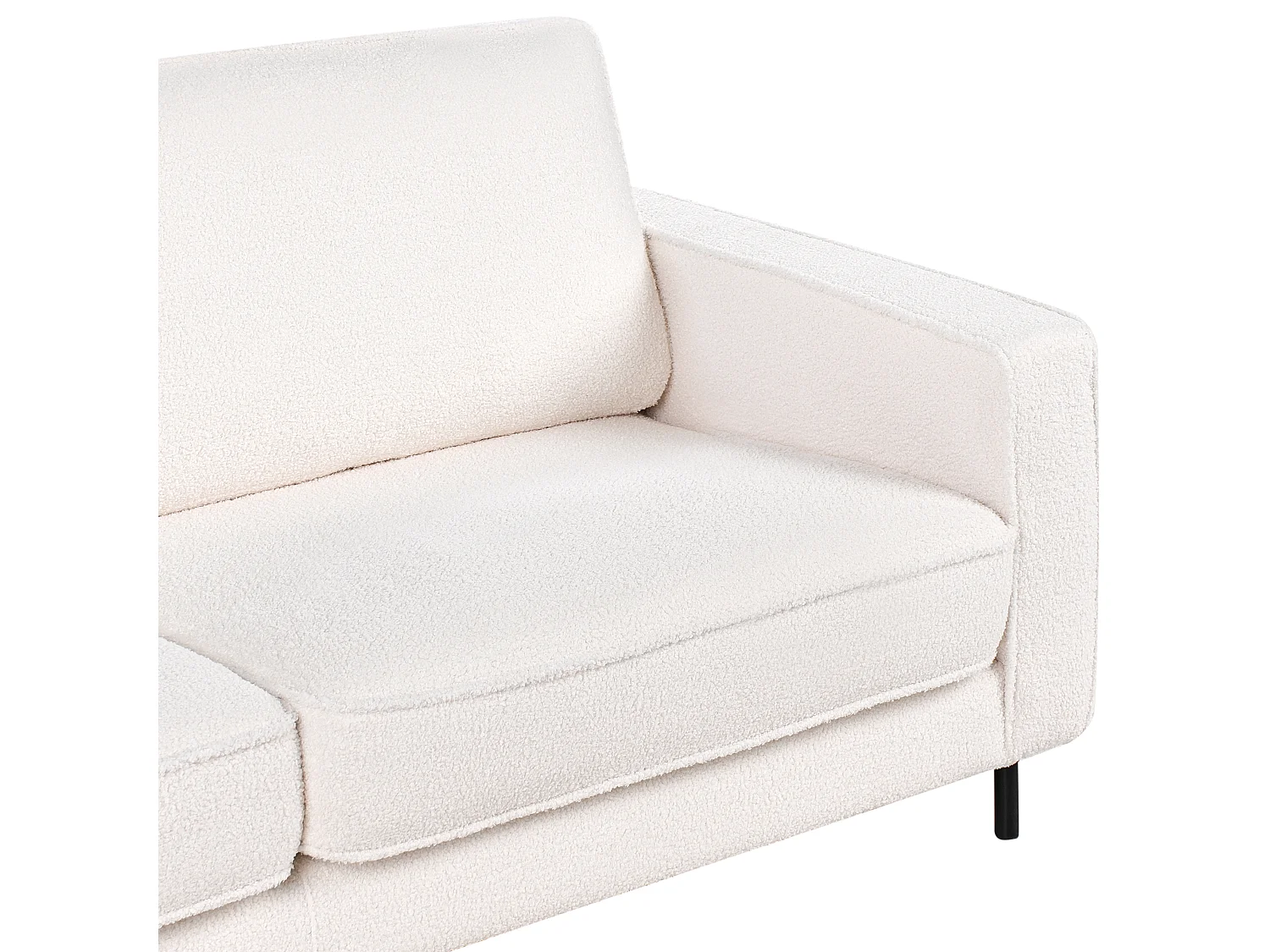 3-Sitzer Sofa Bouclé weiß mit Armlehnen Sitzkissen Metallbeine klassisch Savalen