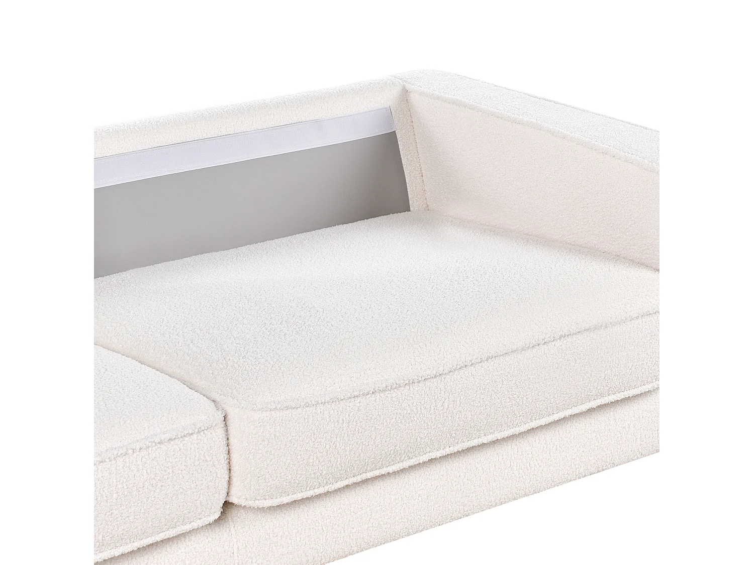 Sofá SAVALEN Bouclé Branco 3 lugares