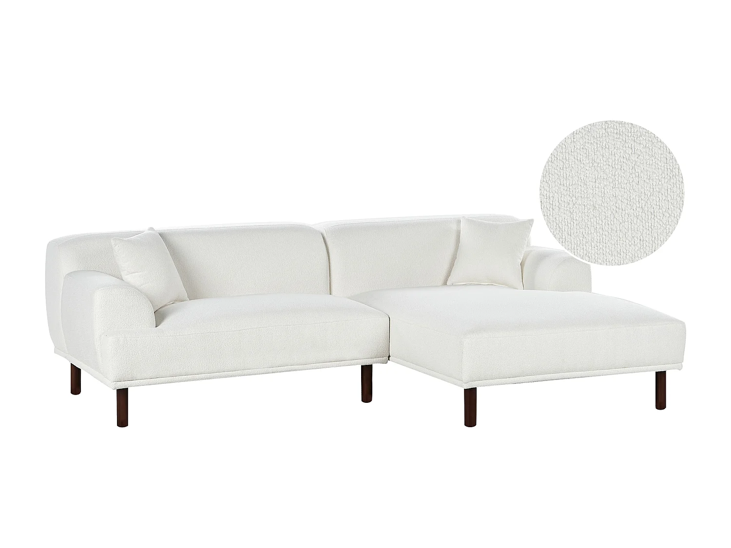 Canapé d'Angle à droite Minimaliste en Bouclé Bouclette Forme de L Blanc Holt