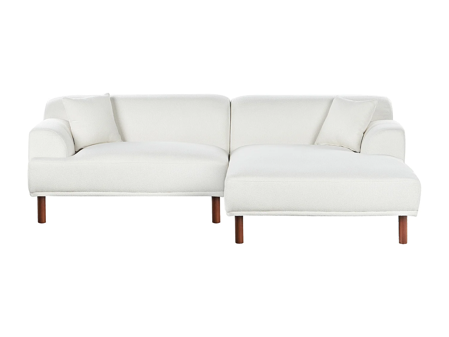 Canapé d'Angle à droite Minimaliste en Bouclé Bouclette Forme de L Blanc Holt