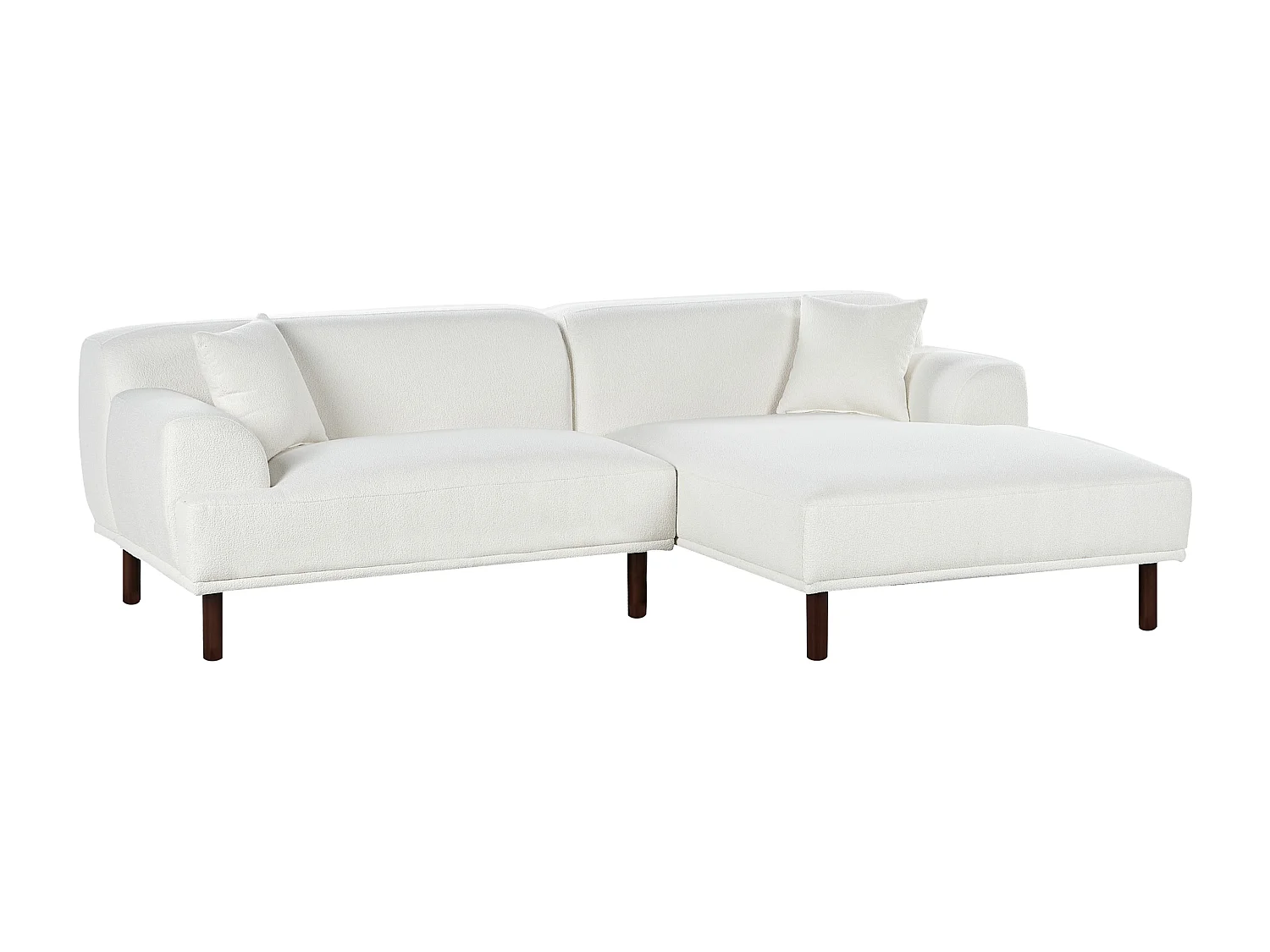 Canapé d'Angle à droite Minimaliste en Bouclé Bouclette Forme de L Blanc Holt