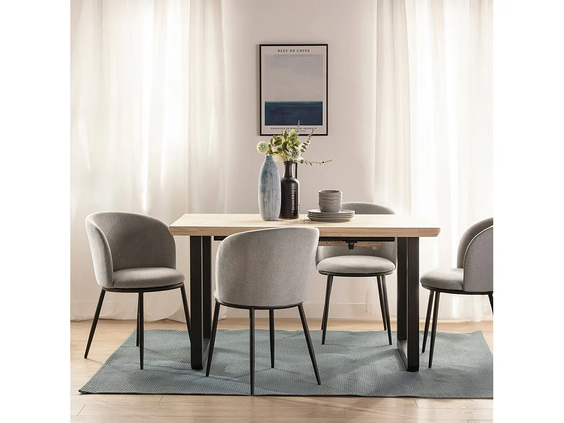 Table extensible en bois naturel 140x76 cm-Khonor