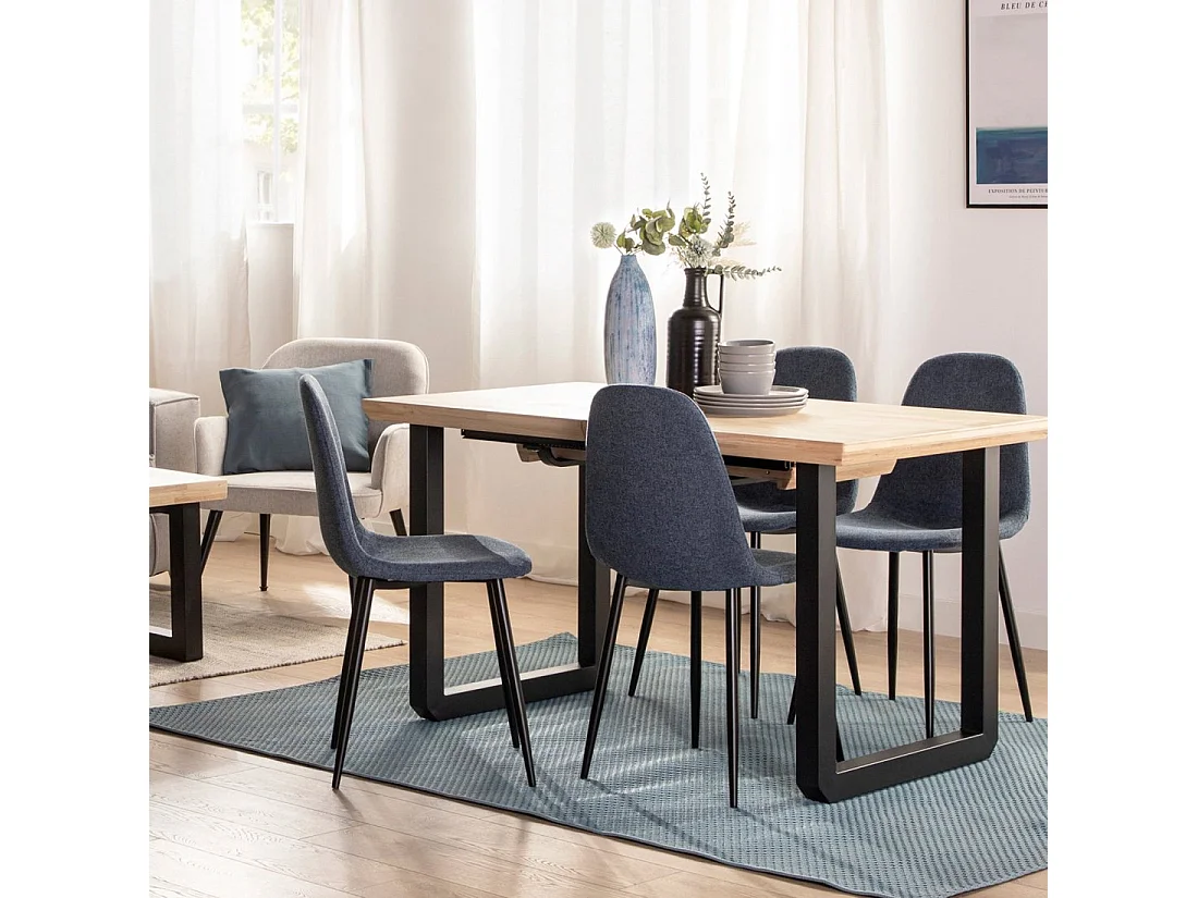 Table extensible en bois naturel 140x76 cm-Khonor