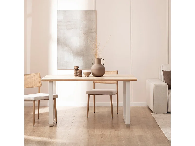 Table extensible en bois naturel 150x76 cm-Khonor