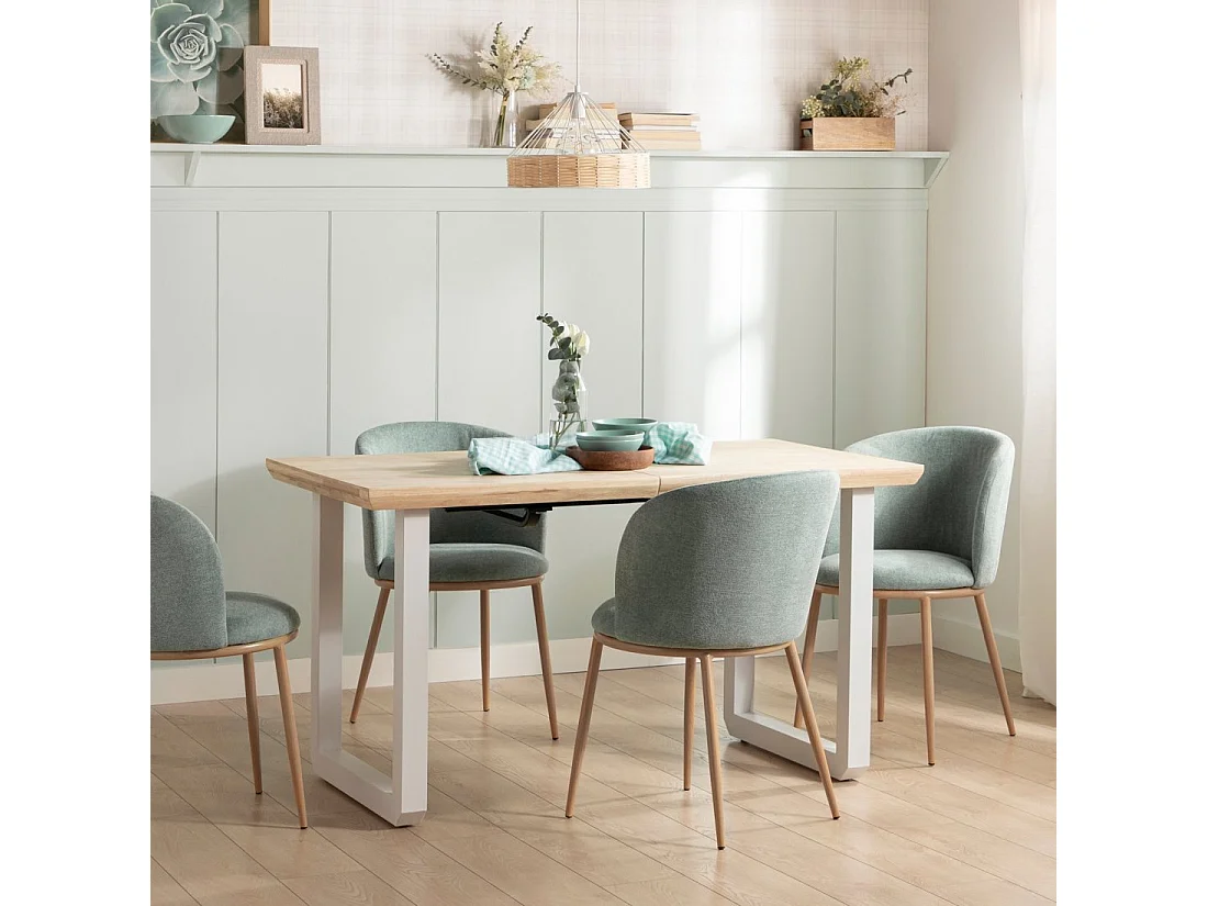 Table extensible en bois naturel 140x76 cm-Khonor