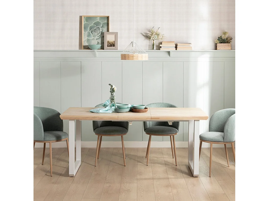 Table extensible en bois naturel 140x76 cm-Khonor