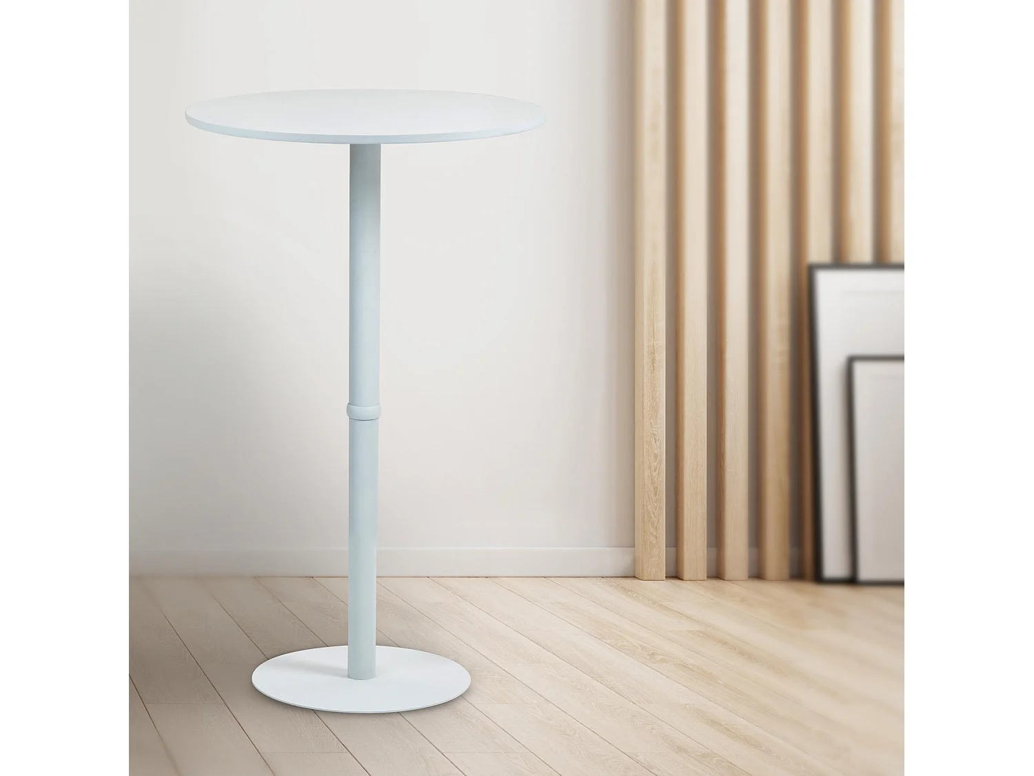 Table haute - rond Ø 75 cm - Bois - Blanc / Blanc - Hereford