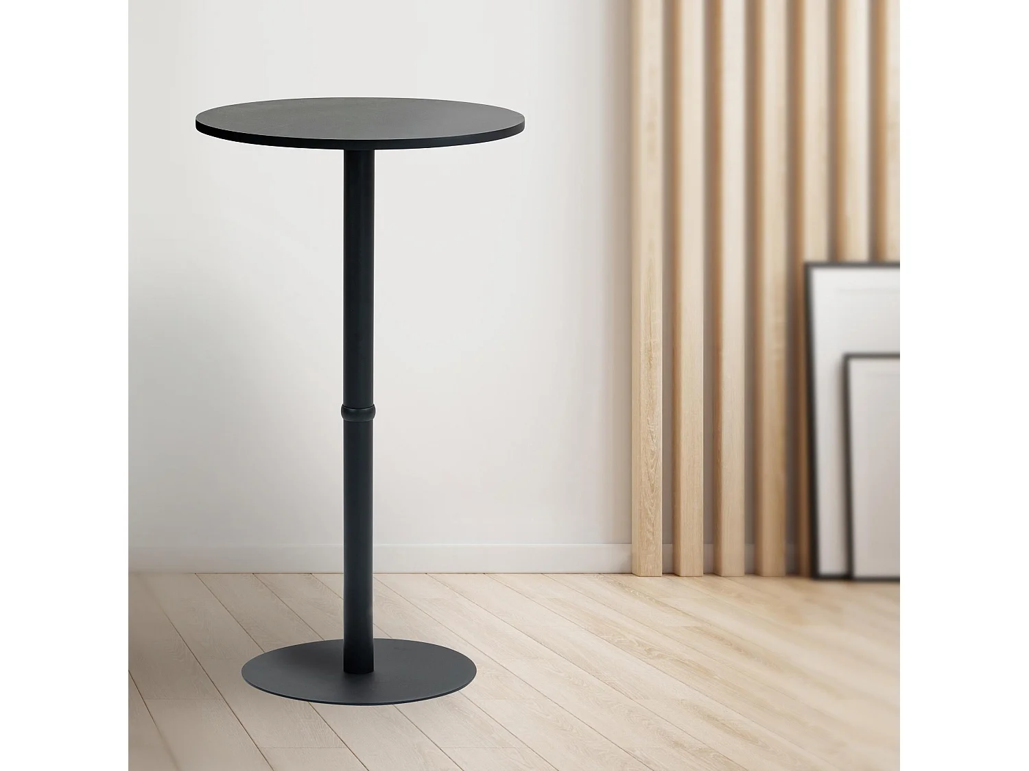 Table haute - rond Ø 60 cm - Bois - Noir / Noir - Hereford