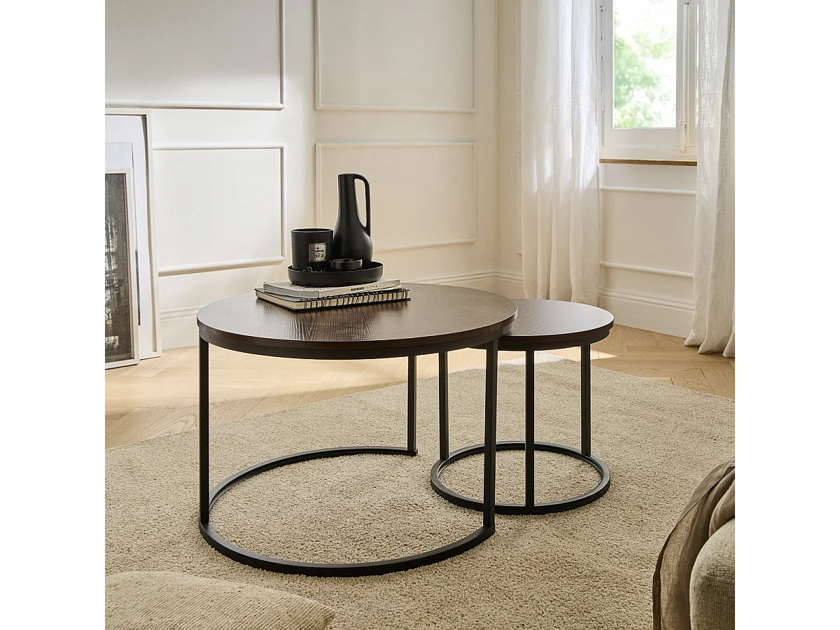 Set van 2 nestende ronde salontafels - L70 cm