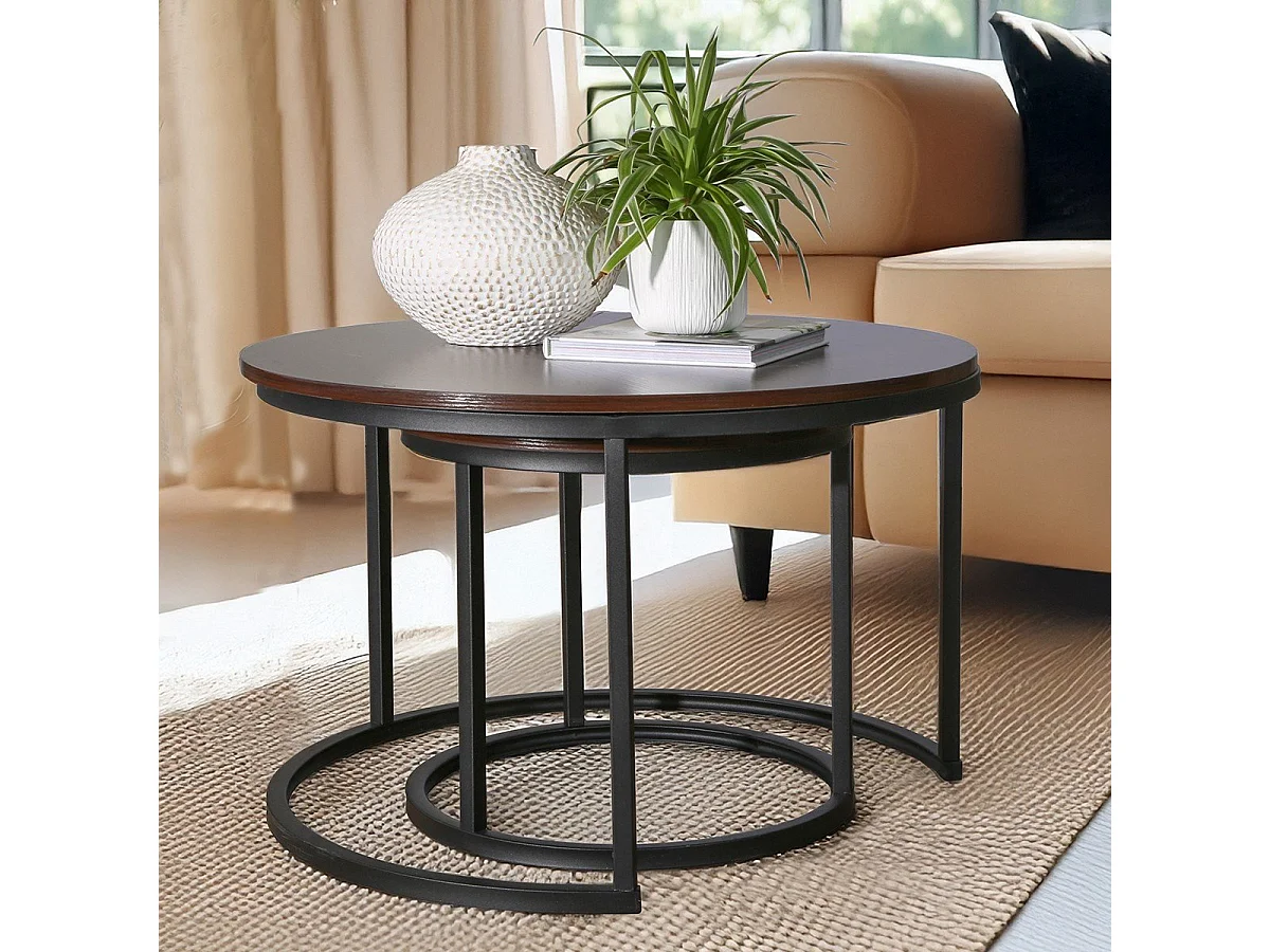 Set van 2 nestende ronde salontafels - L70 cm