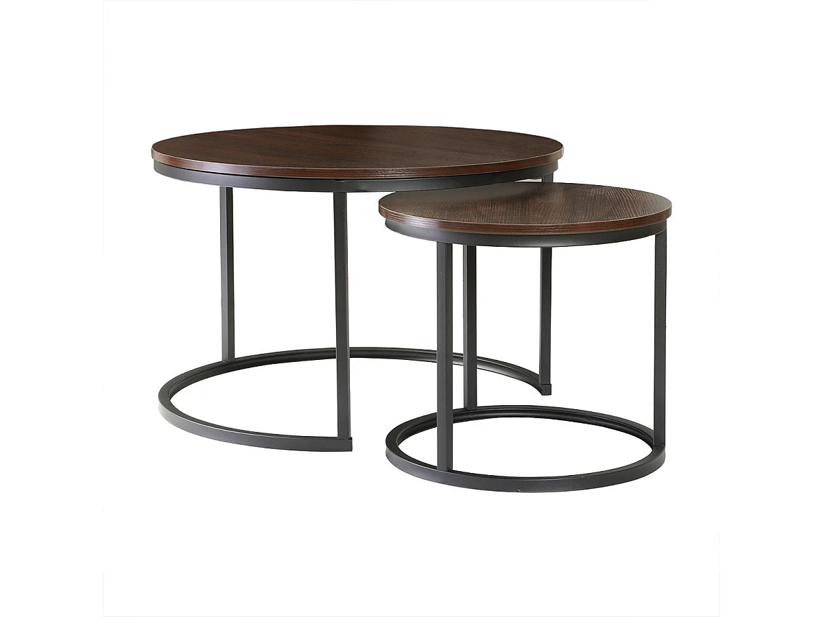 Lot de 2 Tables Basses Gigognes Rondes L70 cm - LENNY