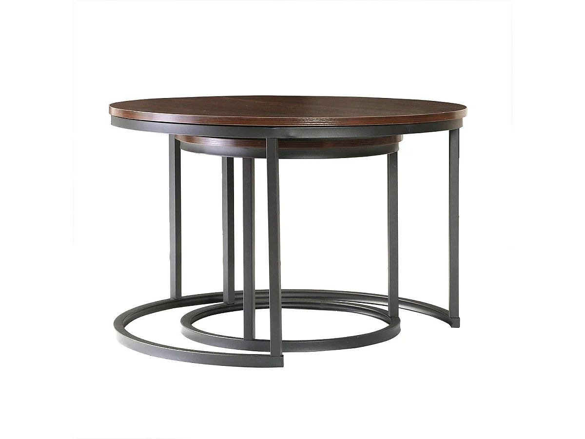 Lot de 2 Tables Basses Gigognes Rondes L70 cm - LENNY