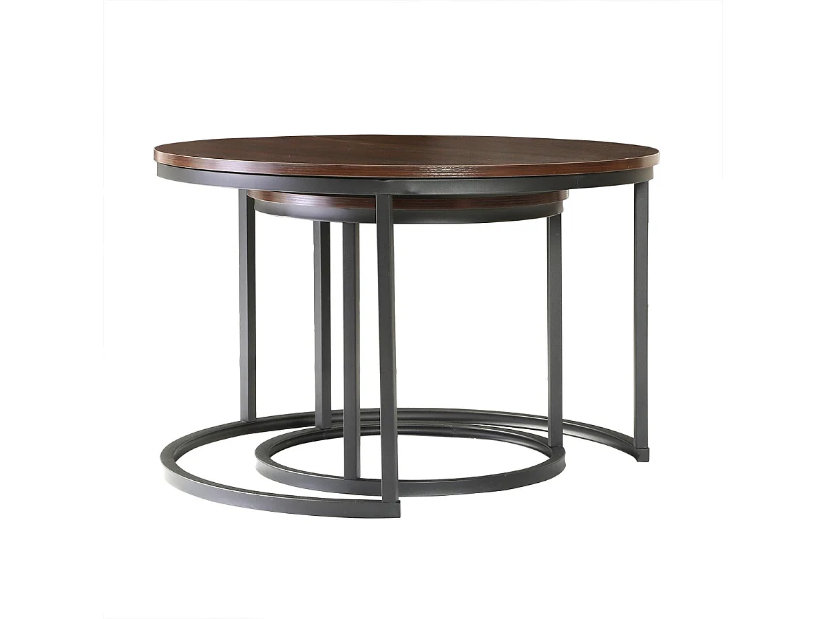 Lot de 2 Tables Basses Gigognes Rondes L70 cm - LENNY